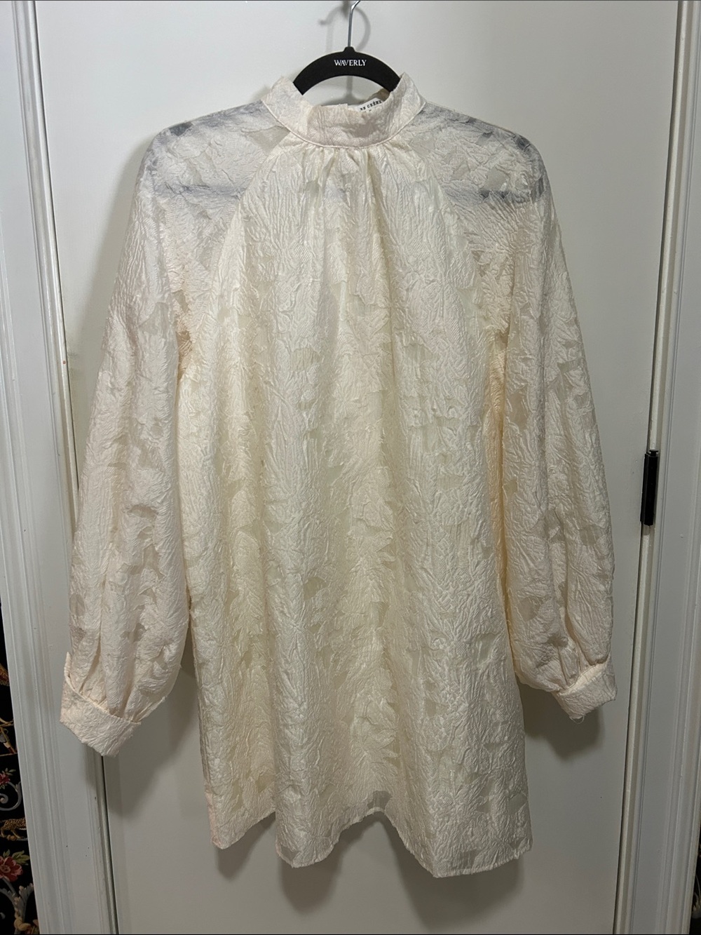 En Crème Ivory Textured Mini Dress